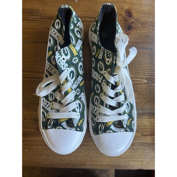 Womens FOCO Green Bay Packers Shoes Size 10 All Over Print Football NFL - Picture 1 of 5